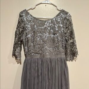 Sophisticated Gray Lace Dress